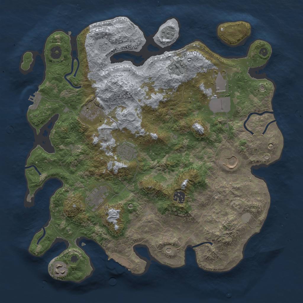 Rust Map: Procedural Map, Size: 3700, Seed: 1597124744, 17 Monuments