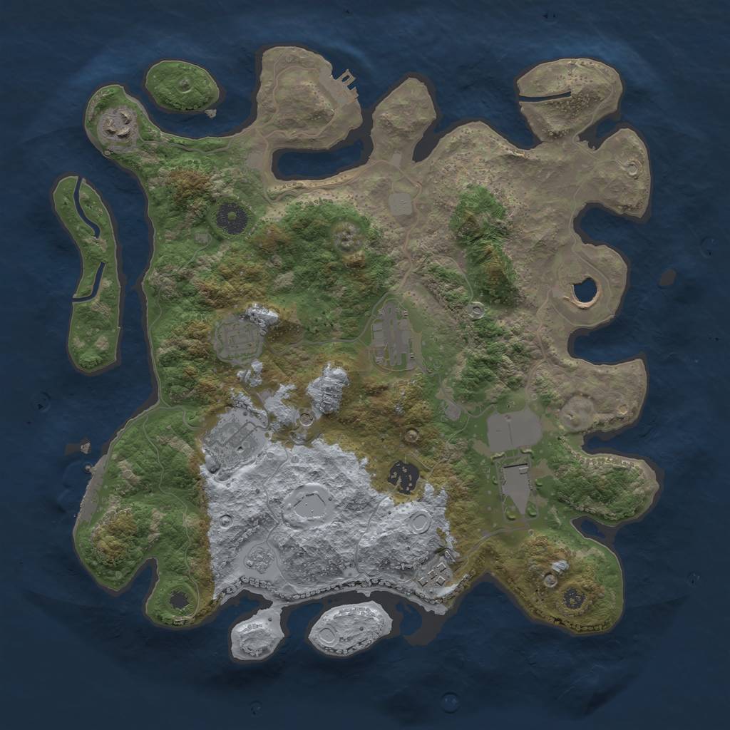 Rust Map: Procedural Map, Size: 3500, Seed: 716927185, 17 Monuments