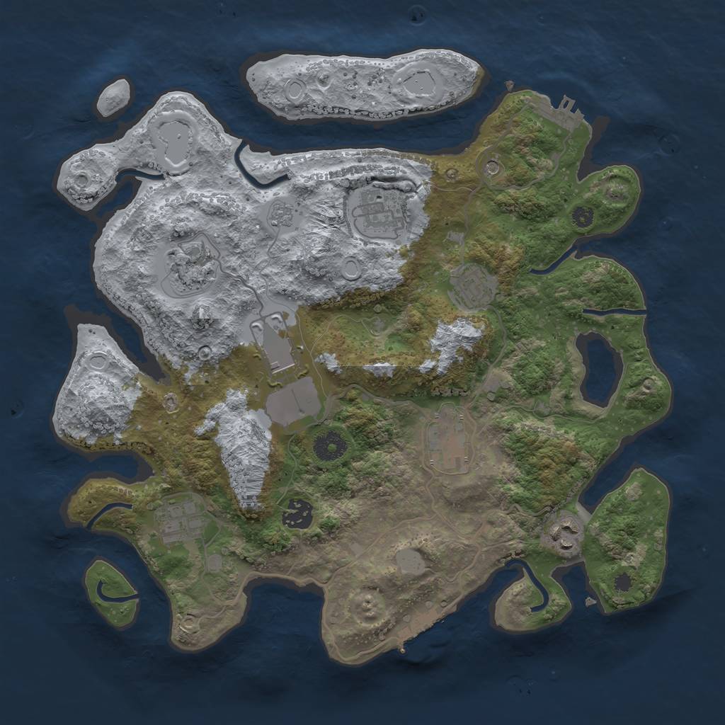 Rust Map: Procedural Map, Size: 3500, Seed: 1611840701, 17 Monuments