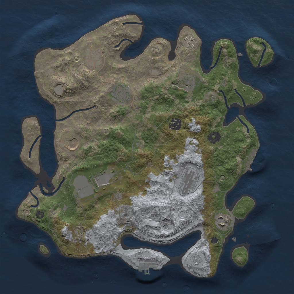 Rust Map: Procedural Map, Size: 3500, Seed: 1611290365, 19 Monuments