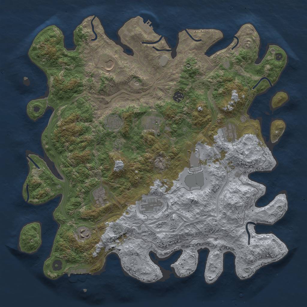 Rust Map: Procedural Map, Size: 4250, Seed: 143018591, 17 Monuments