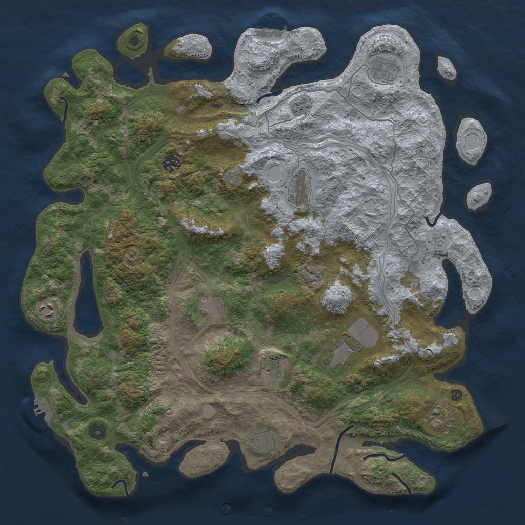 Rust Map: Procedural Map, Size: 4500, Seed: 832058490, 19 Monuments