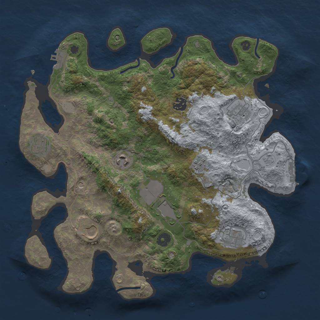 Rust Map: Procedural Map, Size: 3500, Seed: 855699859, 17 Monuments