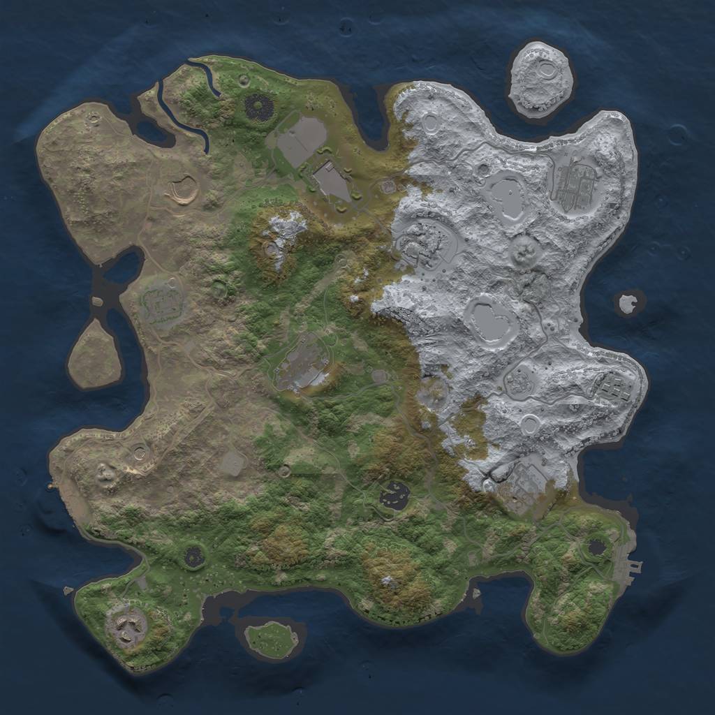 Rust Map: Procedural Map, Size: 3700, Seed: 832377717, 19 Monuments