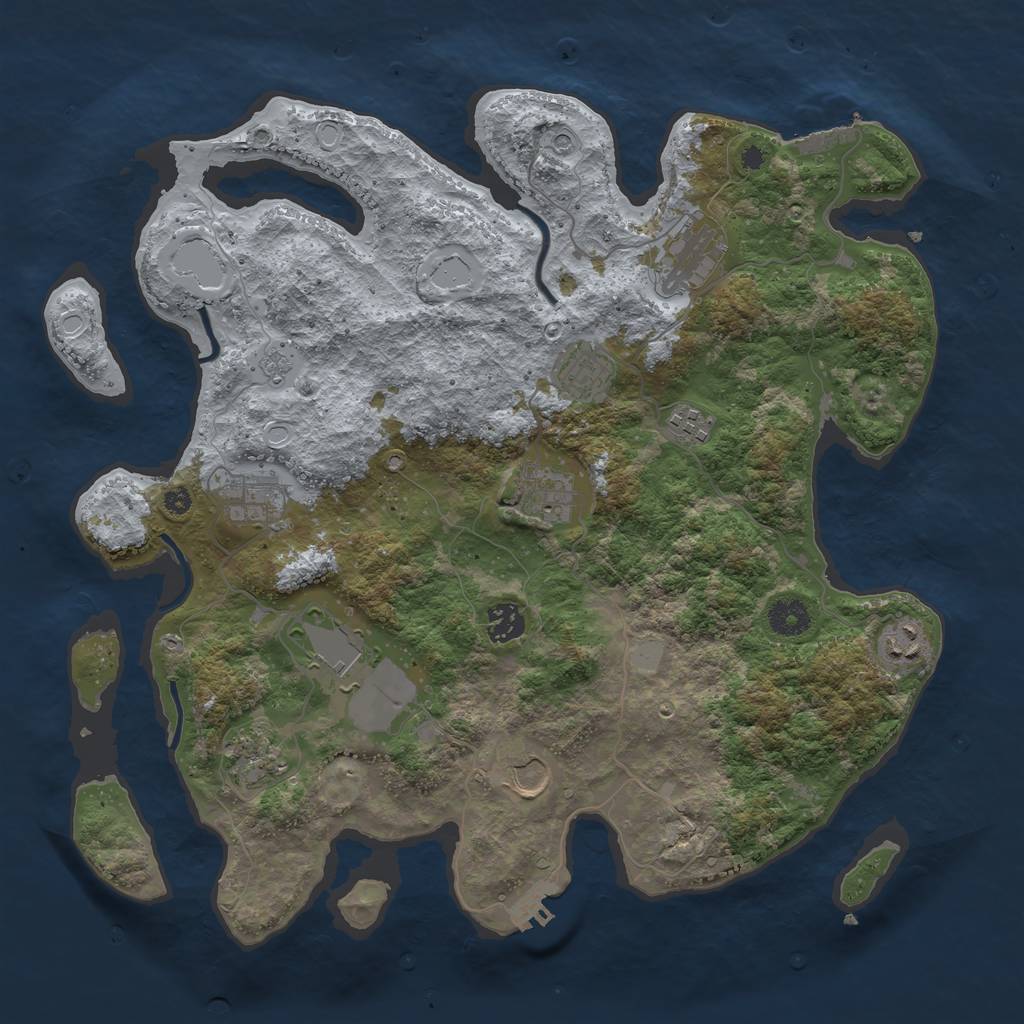 Rust Map: Procedural Map, Size: 3850, Seed: 6451214, 19 Monuments
