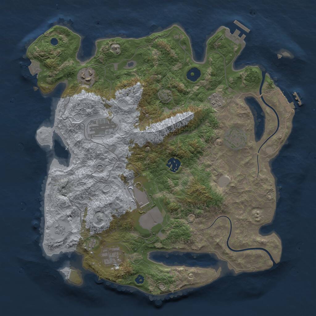 Rust Map: Procedural Map, Size: 3500, Seed: 153657849, 13 Monuments