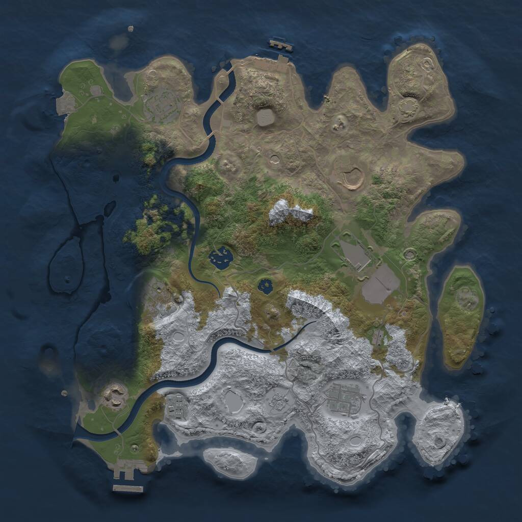 Rust Map: Procedural Map, Size: 3500, Seed: 795222478, 14 Monuments