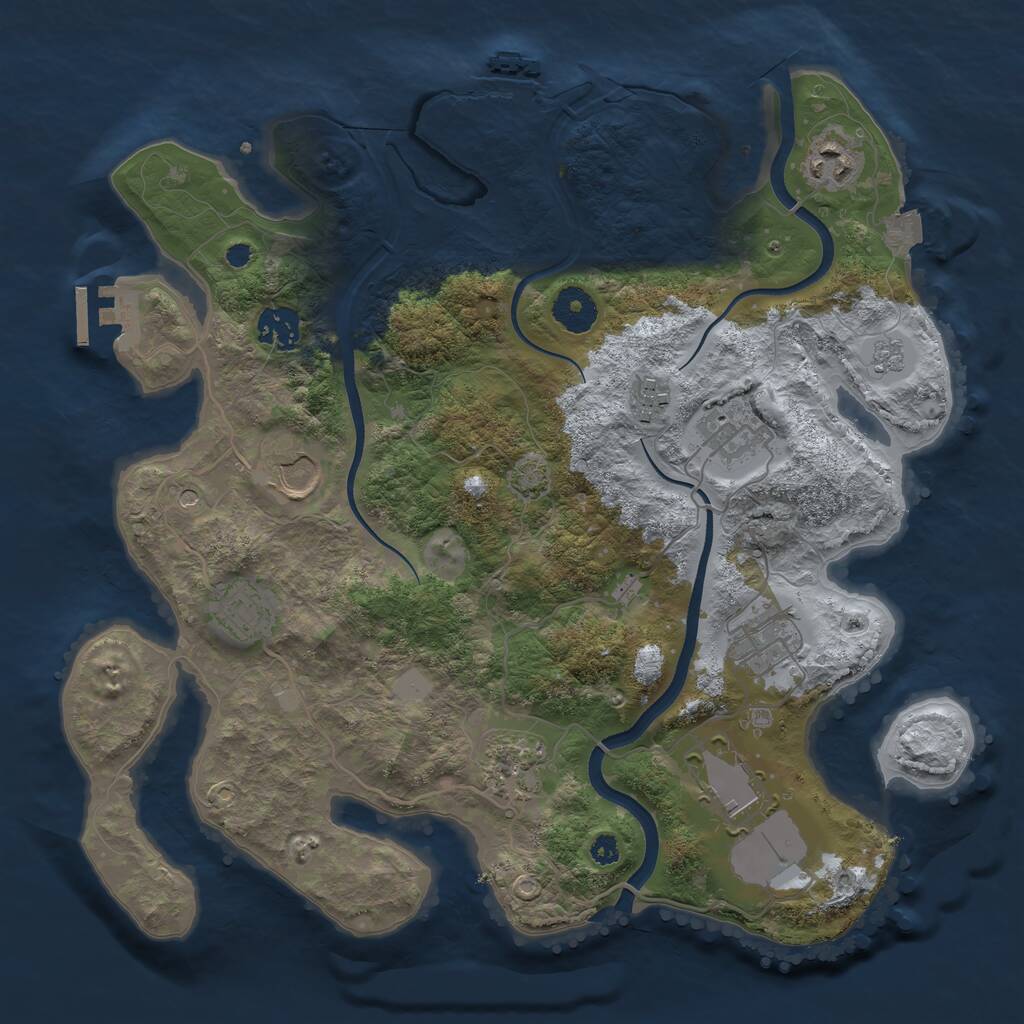 Rust Map: Procedural Map, Size: 3500, Seed: 1269168704, 15 Monuments