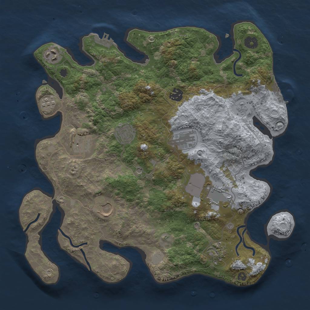 Rust Map: Procedural Map, Size: 3500, Seed: 1269168704, 16 Monuments