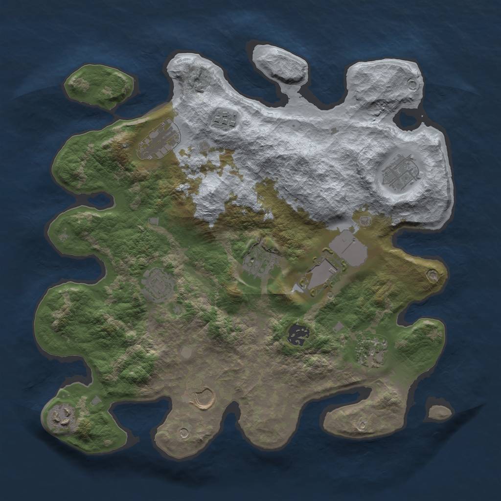 Rust Map: Barren, Size: 3500, Seed: 2031315844, 13 Monuments
