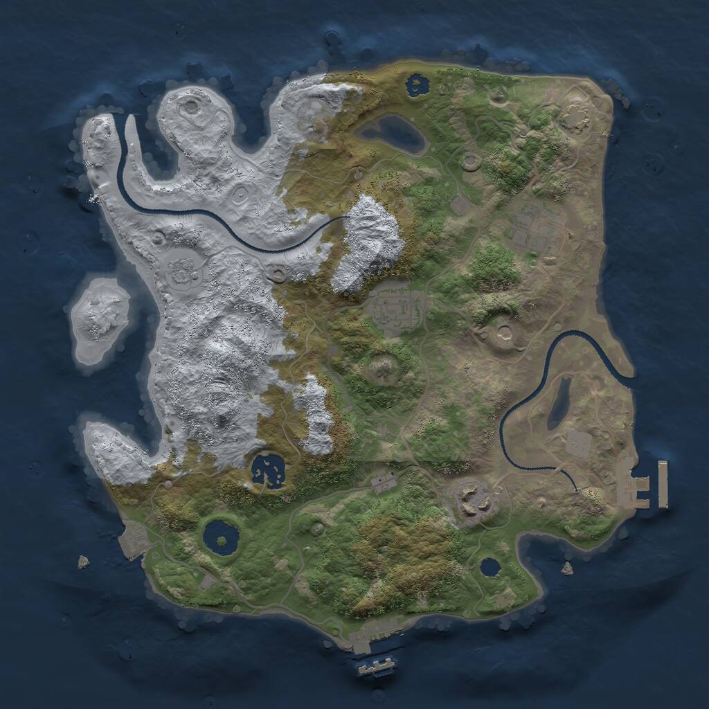 Rust Map: Procedural Map, Size: 3000, Seed: 13730, 10 Monuments