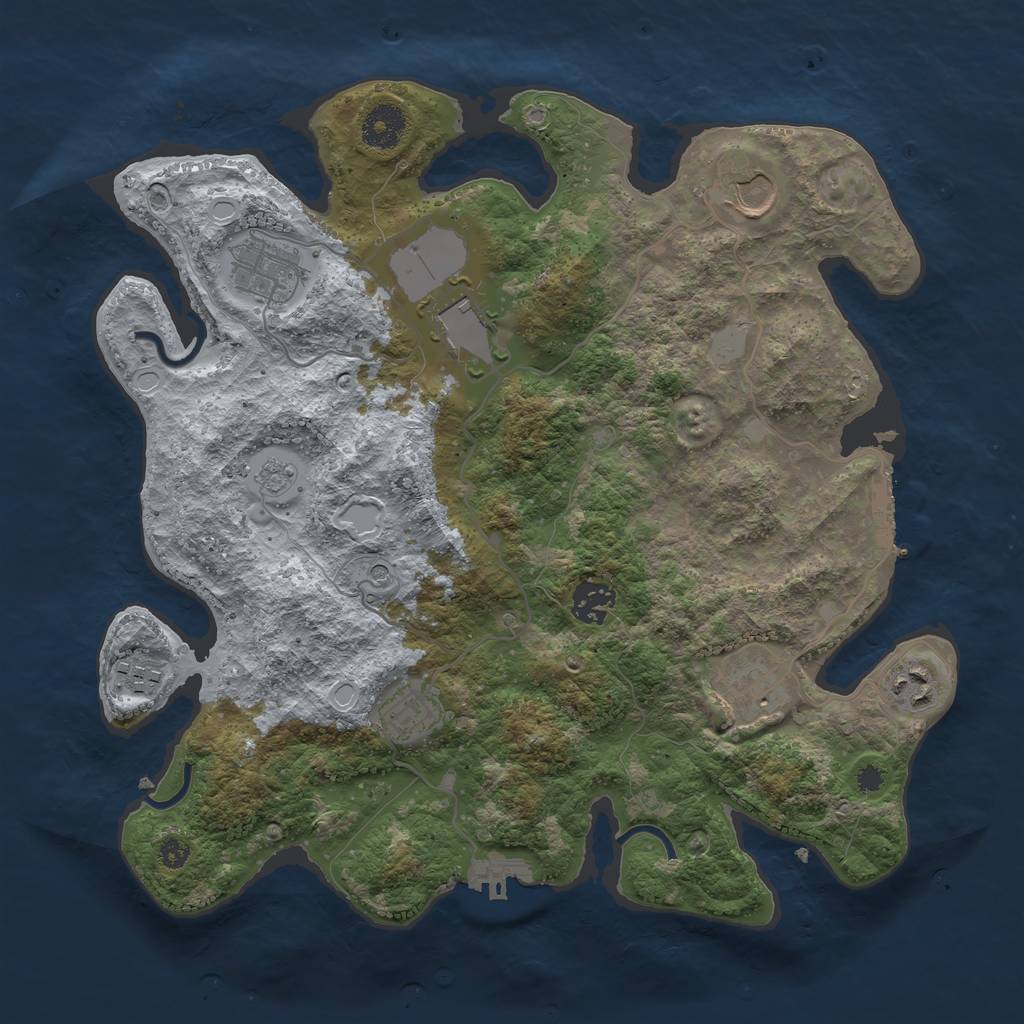 Rust Map: Procedural Map, Size: 3500, Seed: 77394092, 17 Monuments