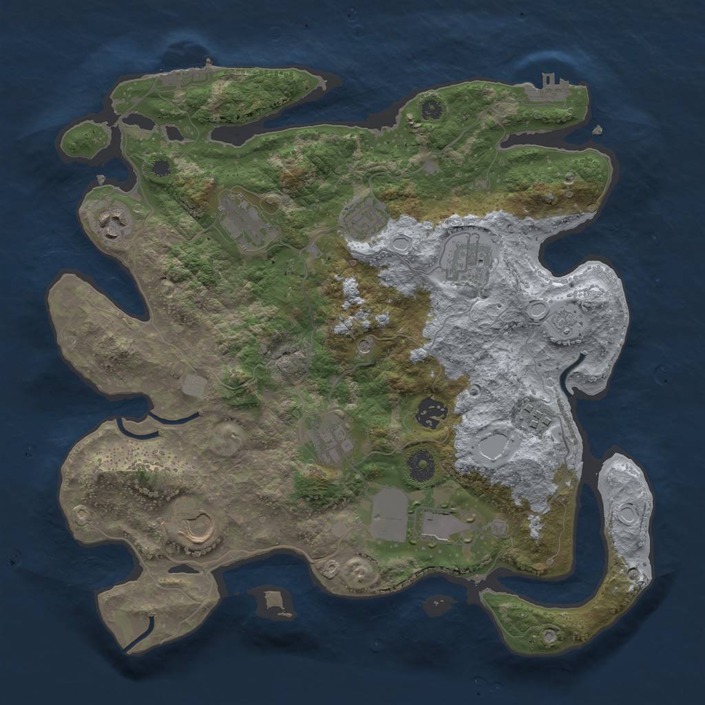 Rust Map: Procedural Map, Size: 3500, Seed: 2113222, 18 Monuments