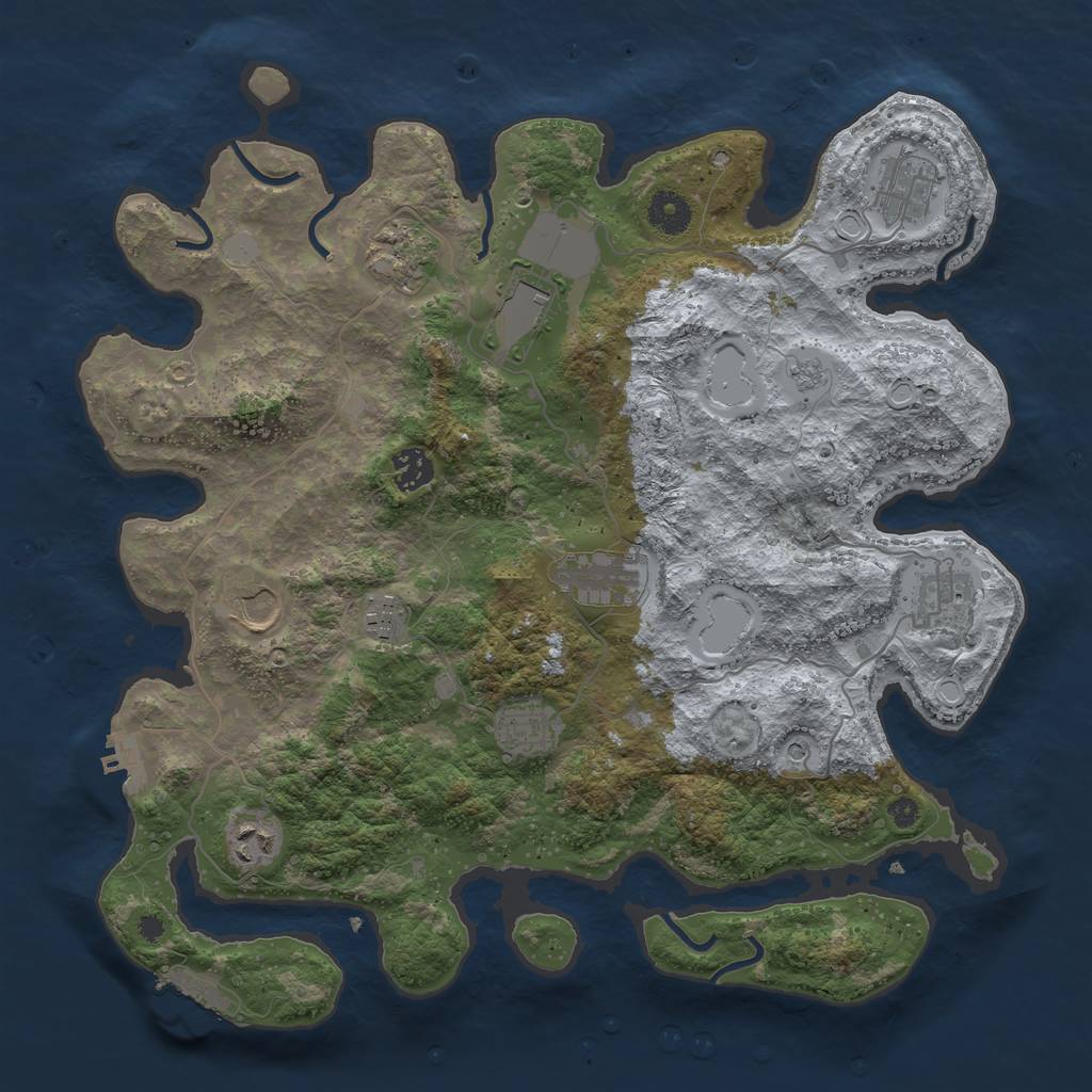 Rust Map: Procedural Map, Size: 3800, Seed: 800851, 17 Monuments