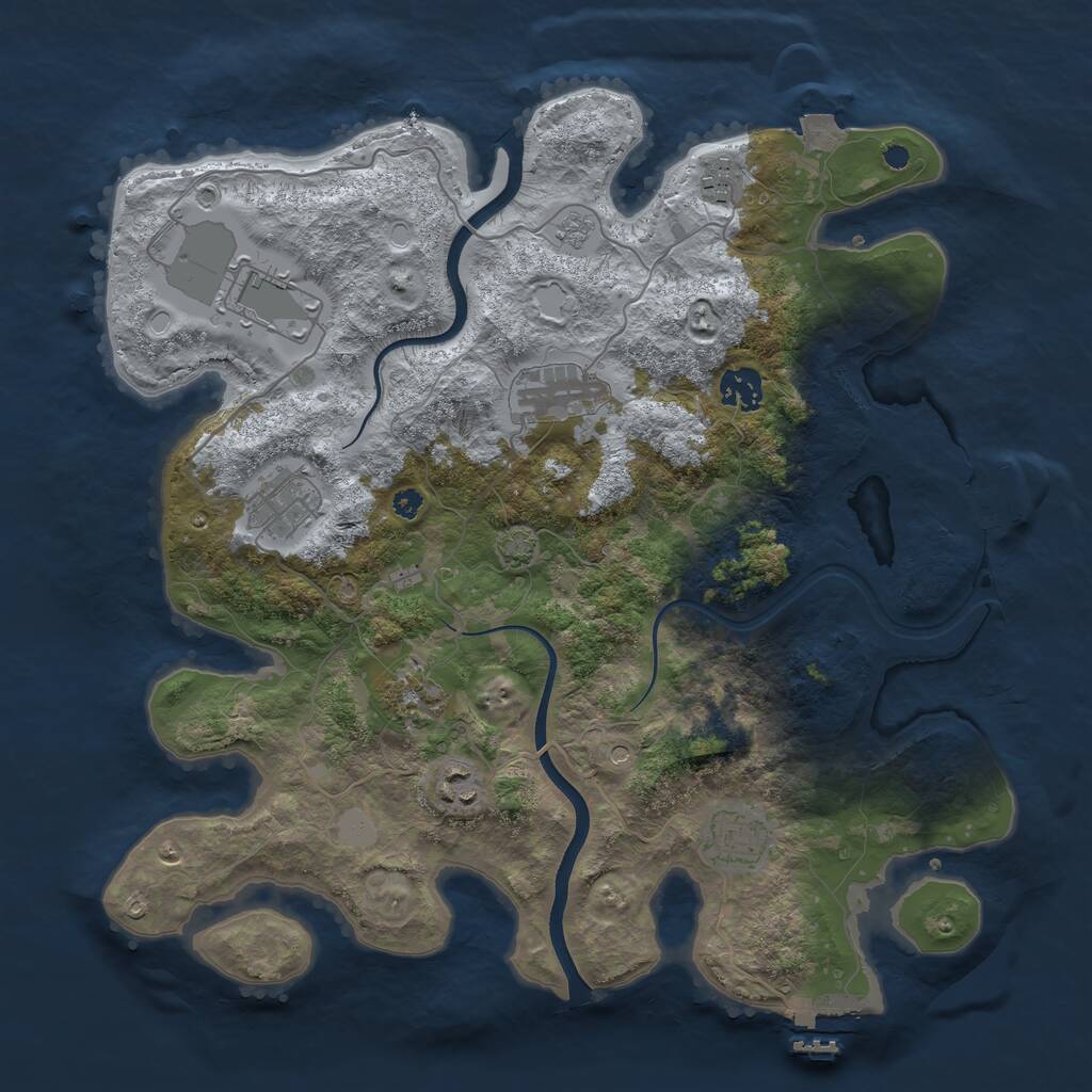Rust Map: Procedural Map, Size: 3700, Seed: 998358189, 14 Monuments