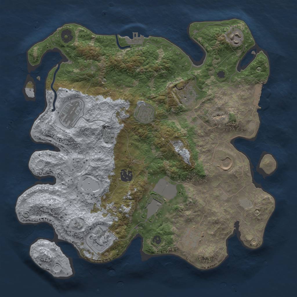 Rust Map: Procedural Map, Size: 3500, Seed: 29644108, 19 Monuments