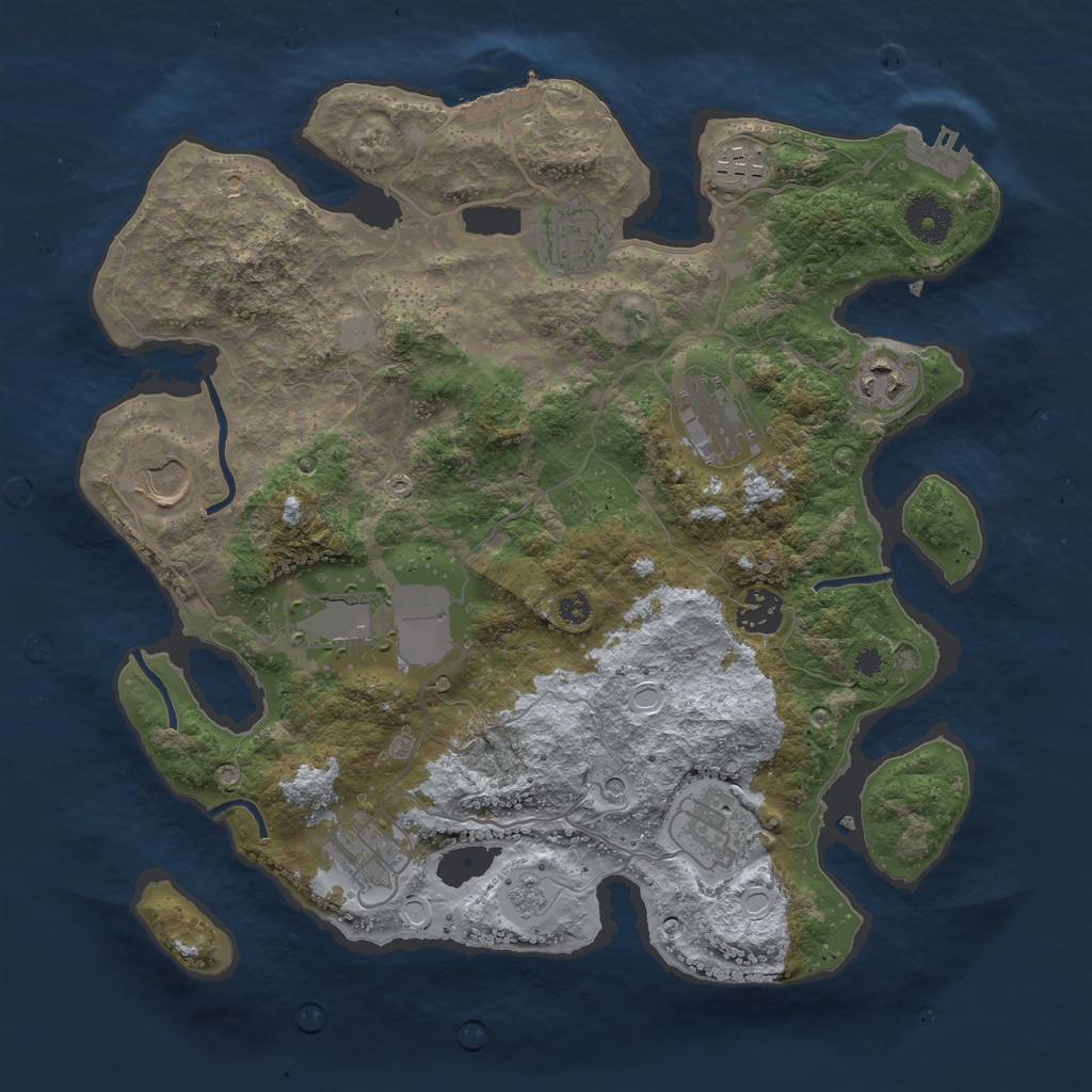 Rust Map: Procedural Map, Size: 3500, Seed: 50825356, 18 Monuments