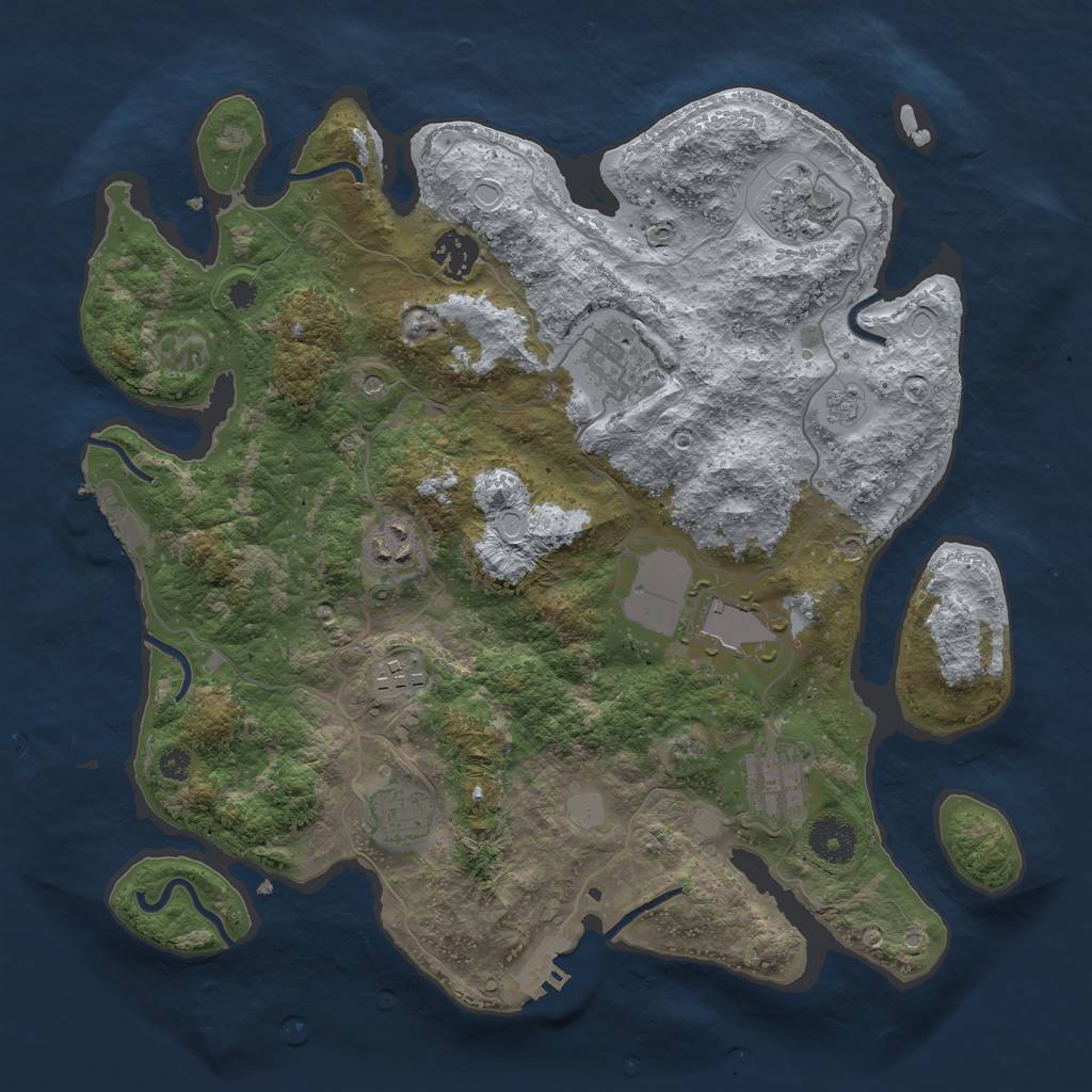 Rust Map: Procedural Map, Size: 3500, Seed: 73324260, 17 Monuments