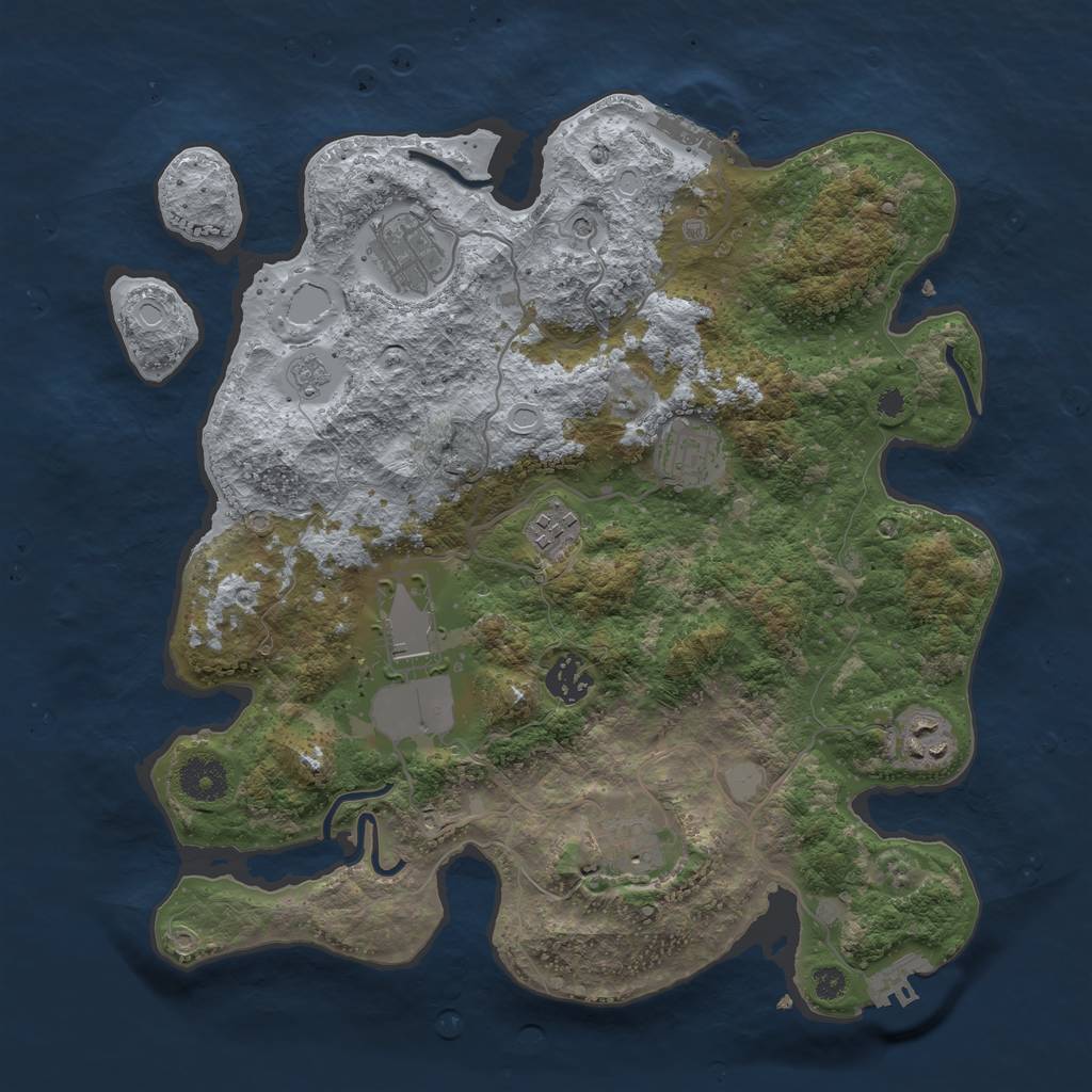 Rust Map: Procedural Map, Size: 3500, Seed: 4385, 16 Monuments