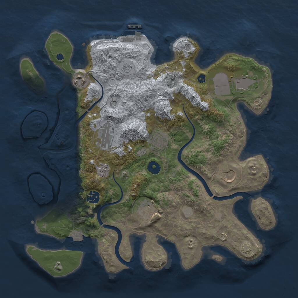 Rust Map: Procedural Map, Size: 3500, Seed: 51525393, 13 Monuments