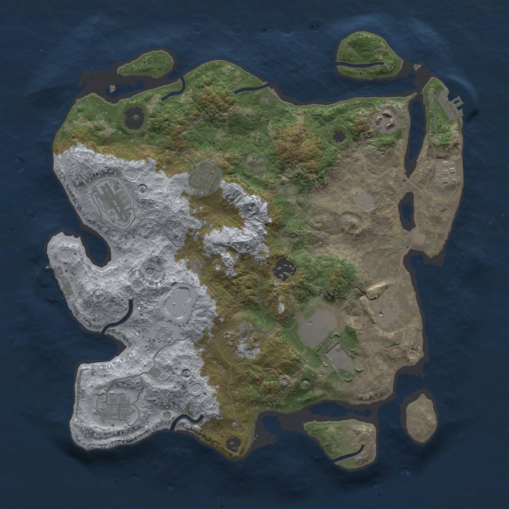 Rust Map: Procedural Map, Size: 3500, Seed: 46523319, 18 Monuments