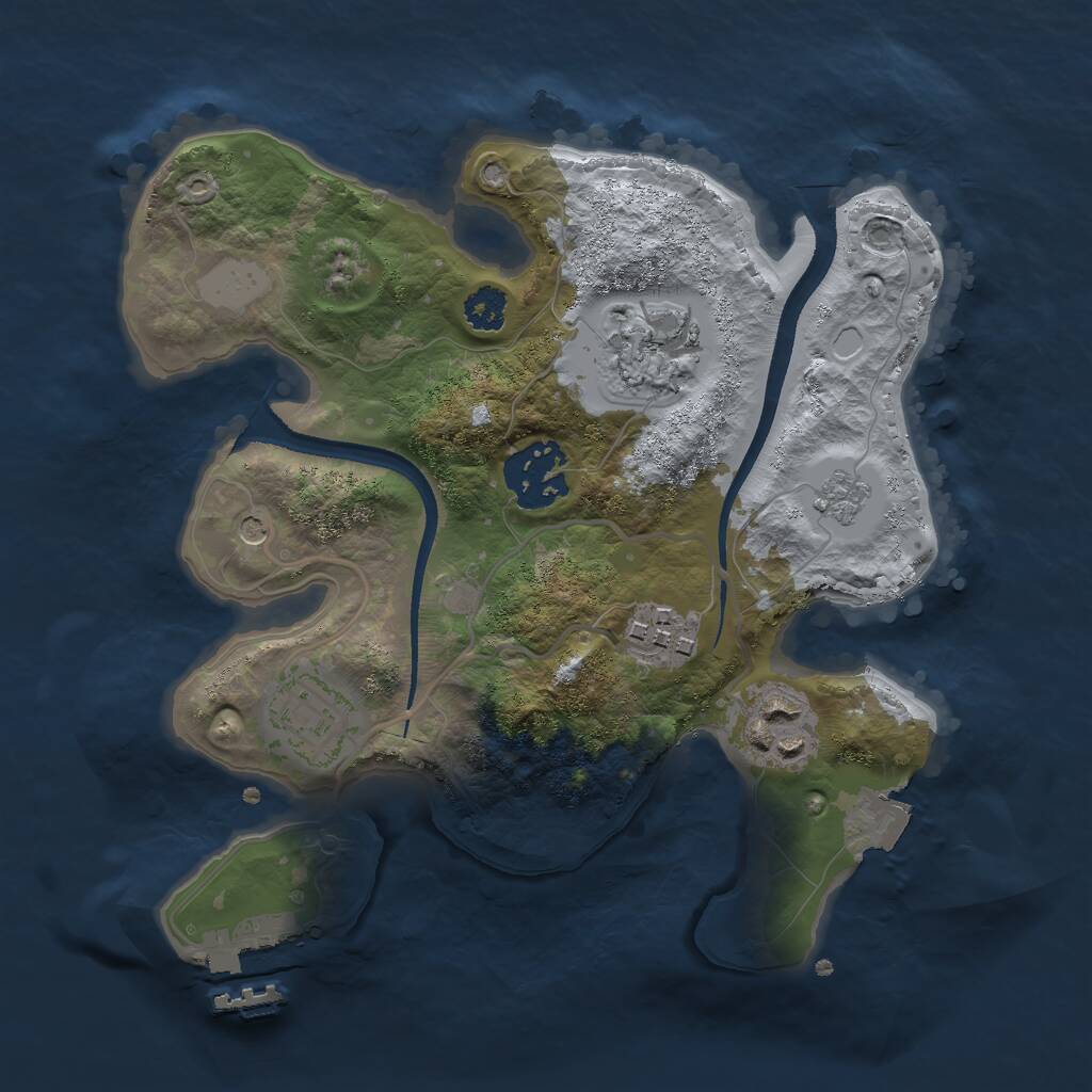 Rust Map: Procedural Map, Size: 2500, Seed: 192837, 9 Monuments