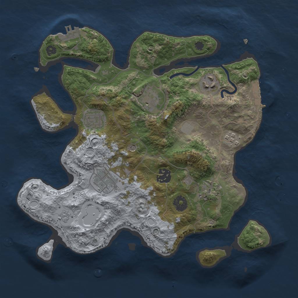 Rust Map: Procedural Map, Size: 3000, Seed: 729813497, 16 Monuments