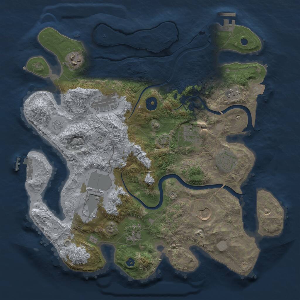 Rust Map: Procedural Map, Size: 3500, Seed: 24546543, 14 Monuments