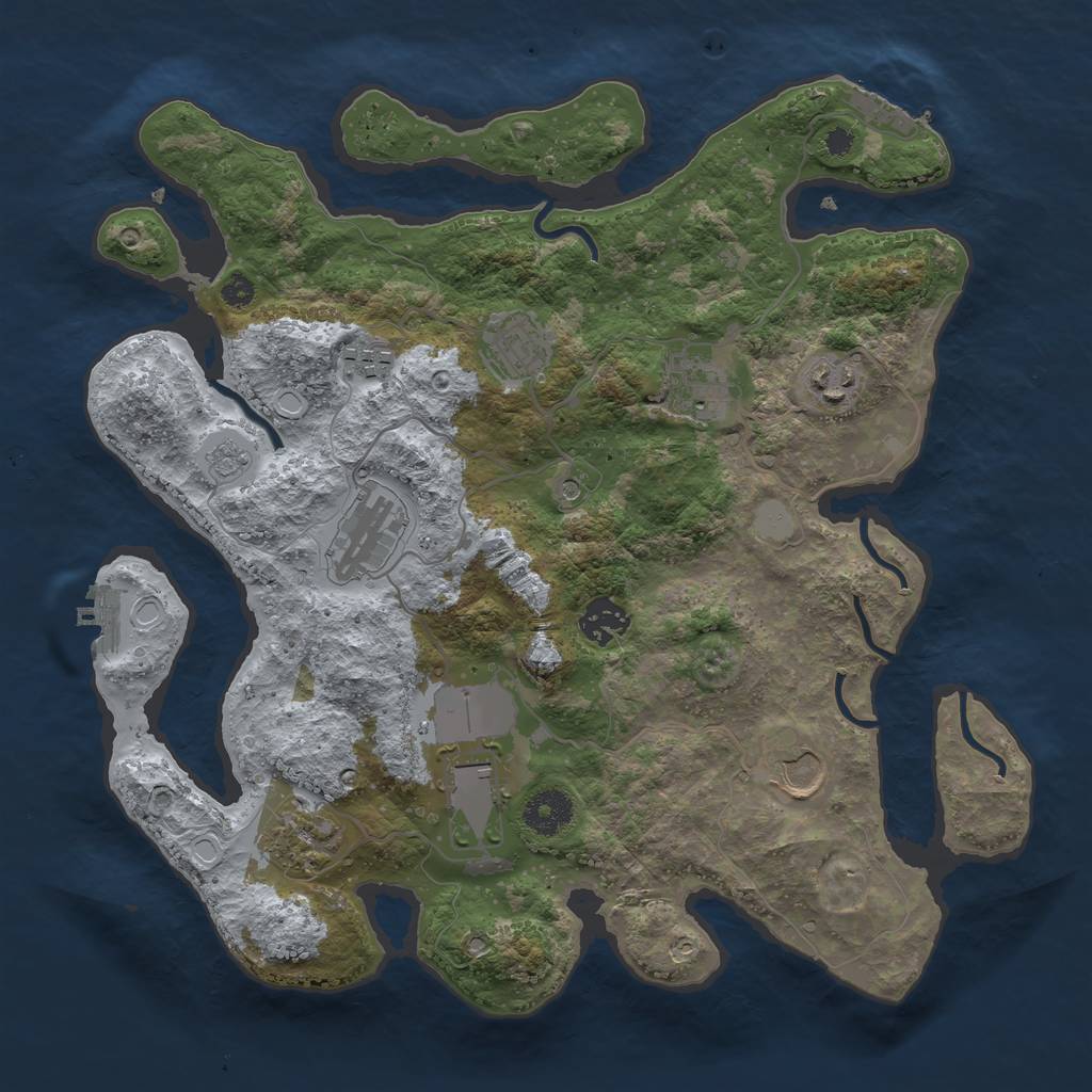 Rust Map: Procedural Map, Size: 3500, Seed: 24546543, 18 Monuments