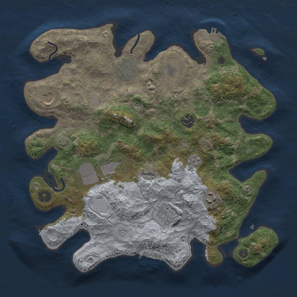 Rust Map: Procedural Map, Size: 3500, Seed: 75731991, 16 Monuments