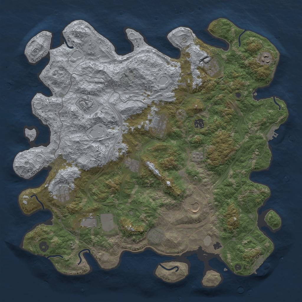 Rust Map: Procedural Map, Size: 4500, Seed: 1217305028, 20 Monuments