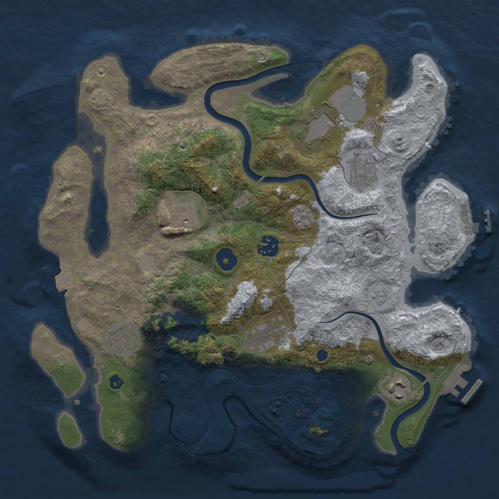 Rust Map: Procedural Map, Size: 3500, Seed: 35333995, 14 Monuments