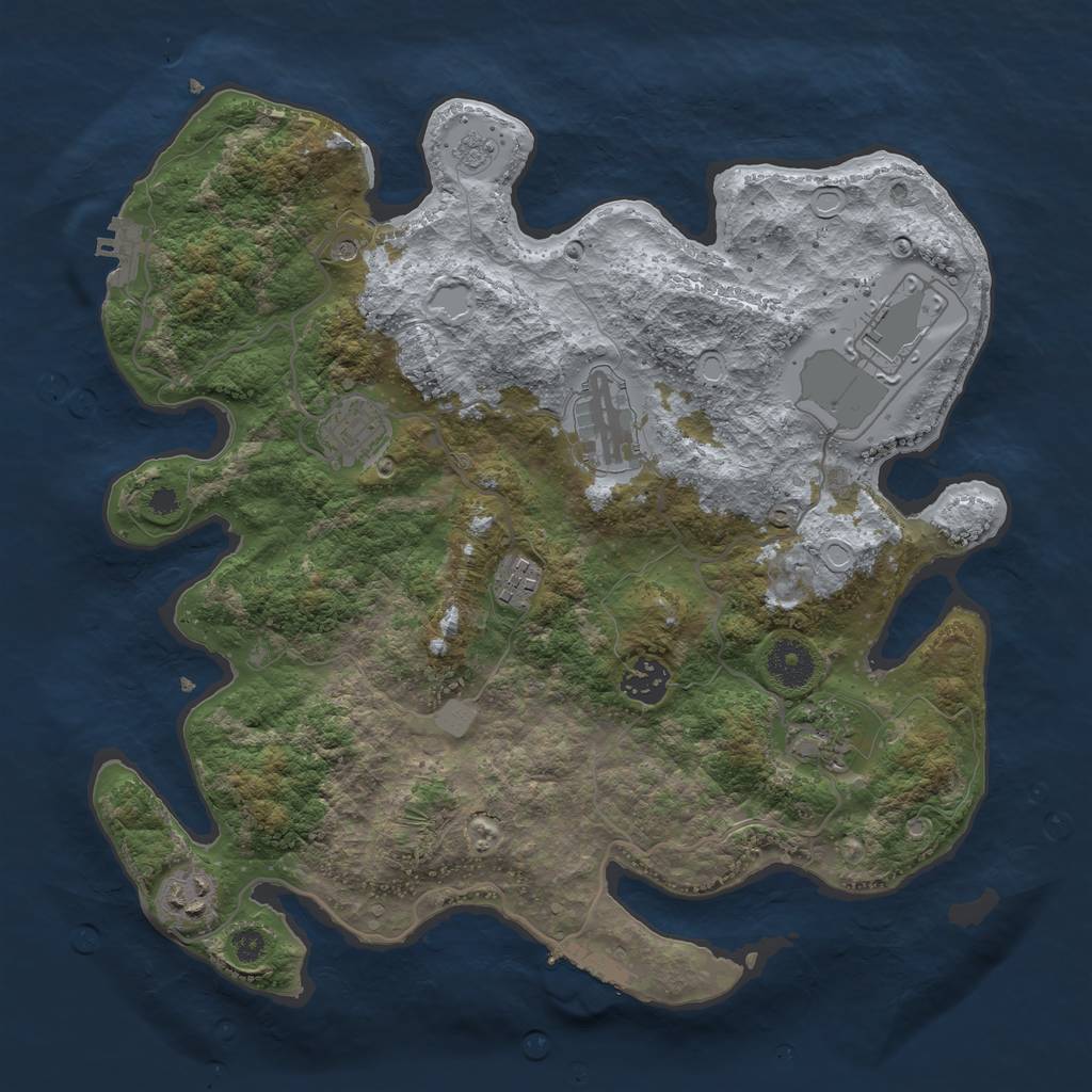Rust Map: Procedural Map, Size: 3500, Seed: 303796121, 16 Monuments