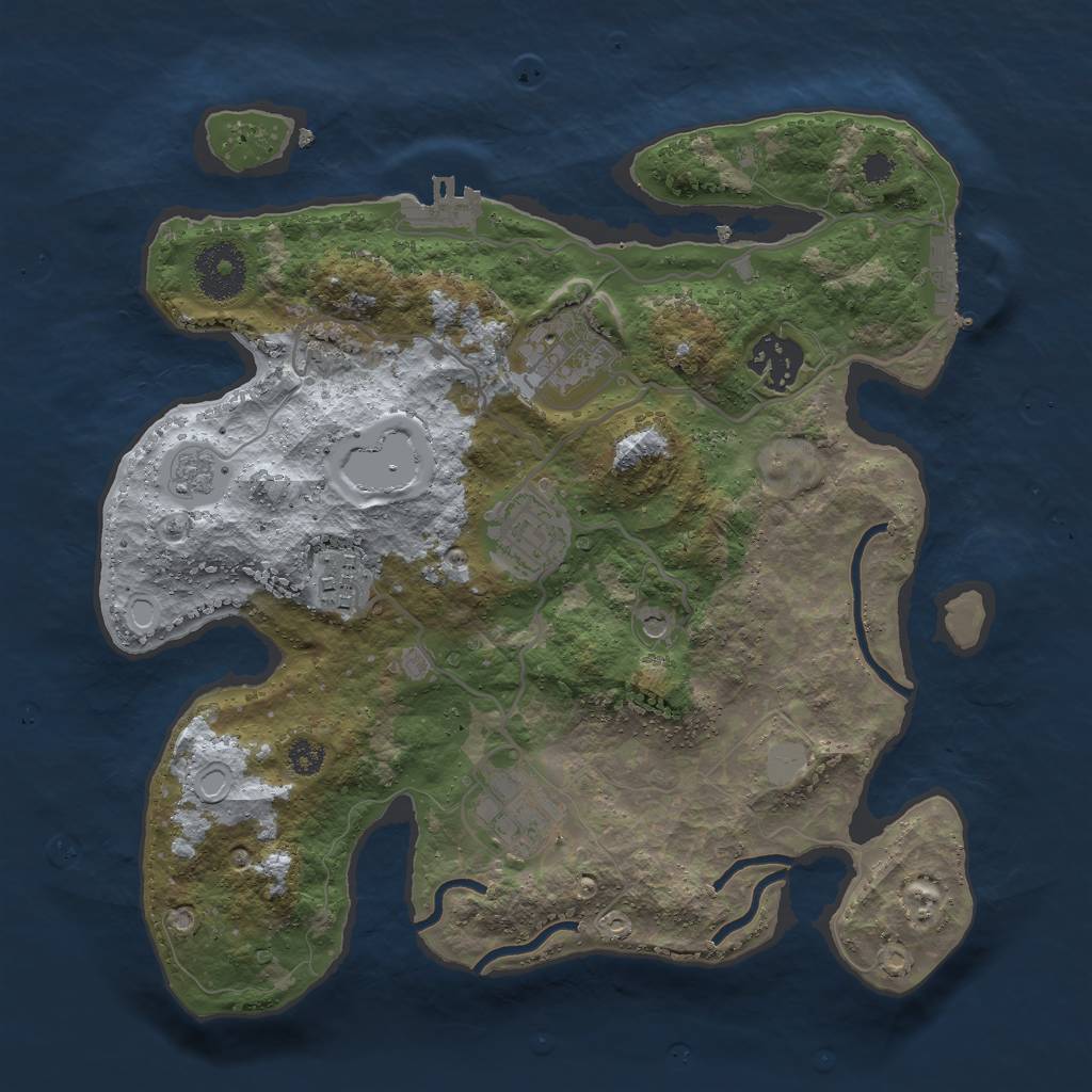 Rust Map: Procedural Map, Size: 3000, Seed: 1227859024, 14 Monuments
