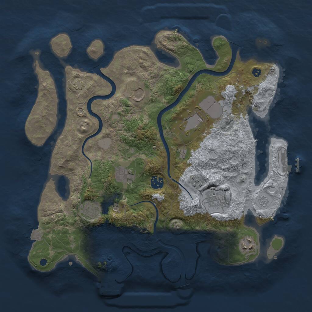 Rust Map: Procedural Map, Size: 3500, Seed: 73651401, 14 Monuments