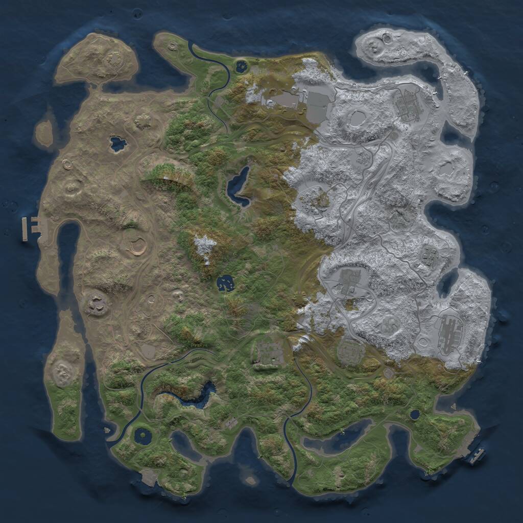 Rust Map: Procedural Map, Size: 4444, Seed: 158620, 17 Monuments