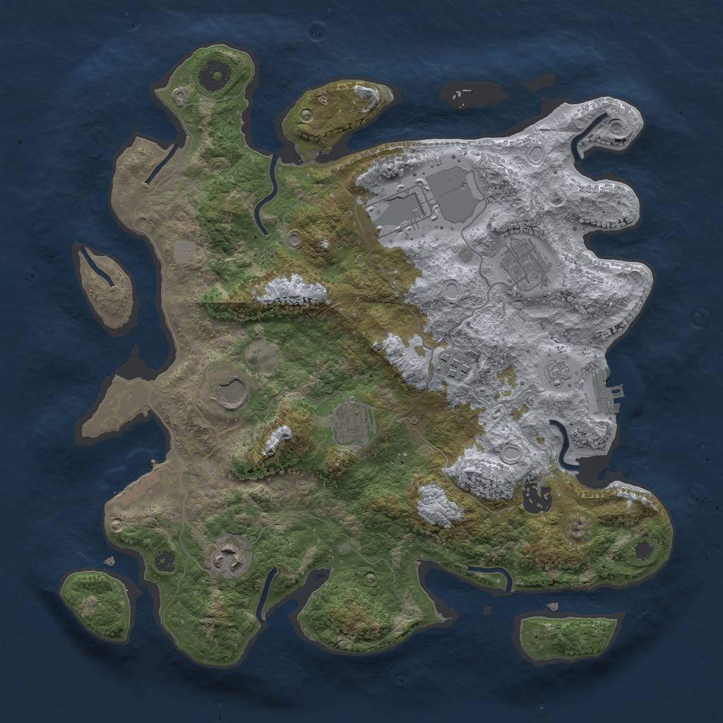 Rust Map: Procedural Map, Size: 3500, Seed: 901052422, 15 Monuments