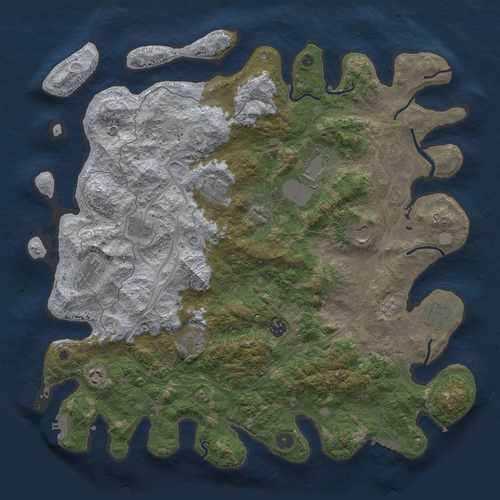 Rust Map: Procedural Map, Size: 4500, Seed: 2266377, 19 Monuments