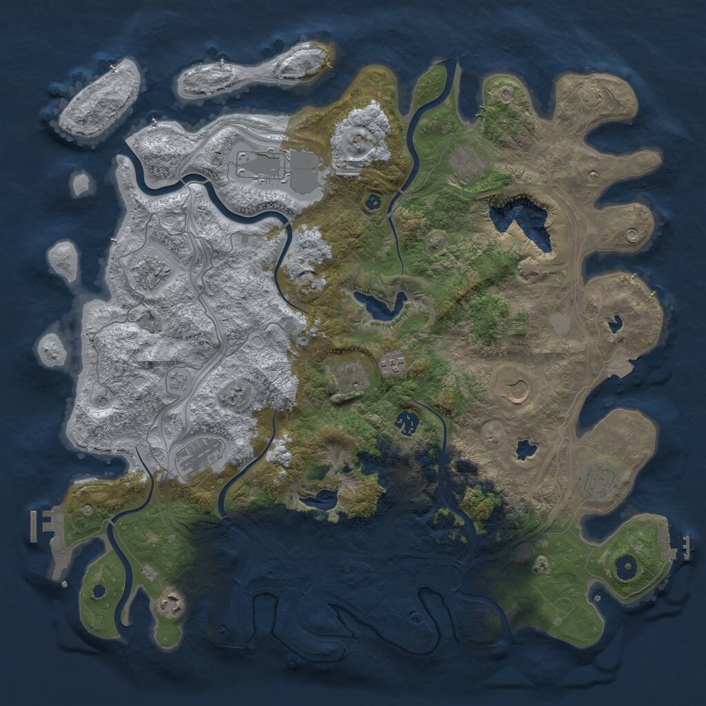 Rust Map: Procedural Map, Size: 4500, Seed: 2266377, 16 Monuments