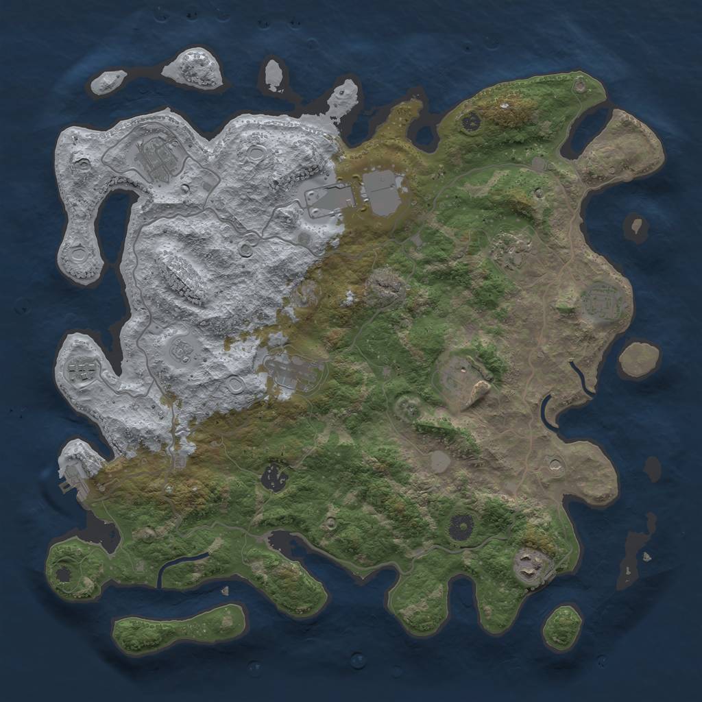 Rust Map: Procedural Map, Size: 4000, Seed: 791188928, 17 Monuments