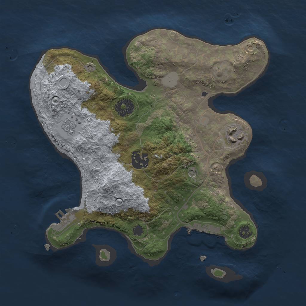 Rust Map: Procedural Map, Size: 2500, Seed: 2135488132, 9 Monuments