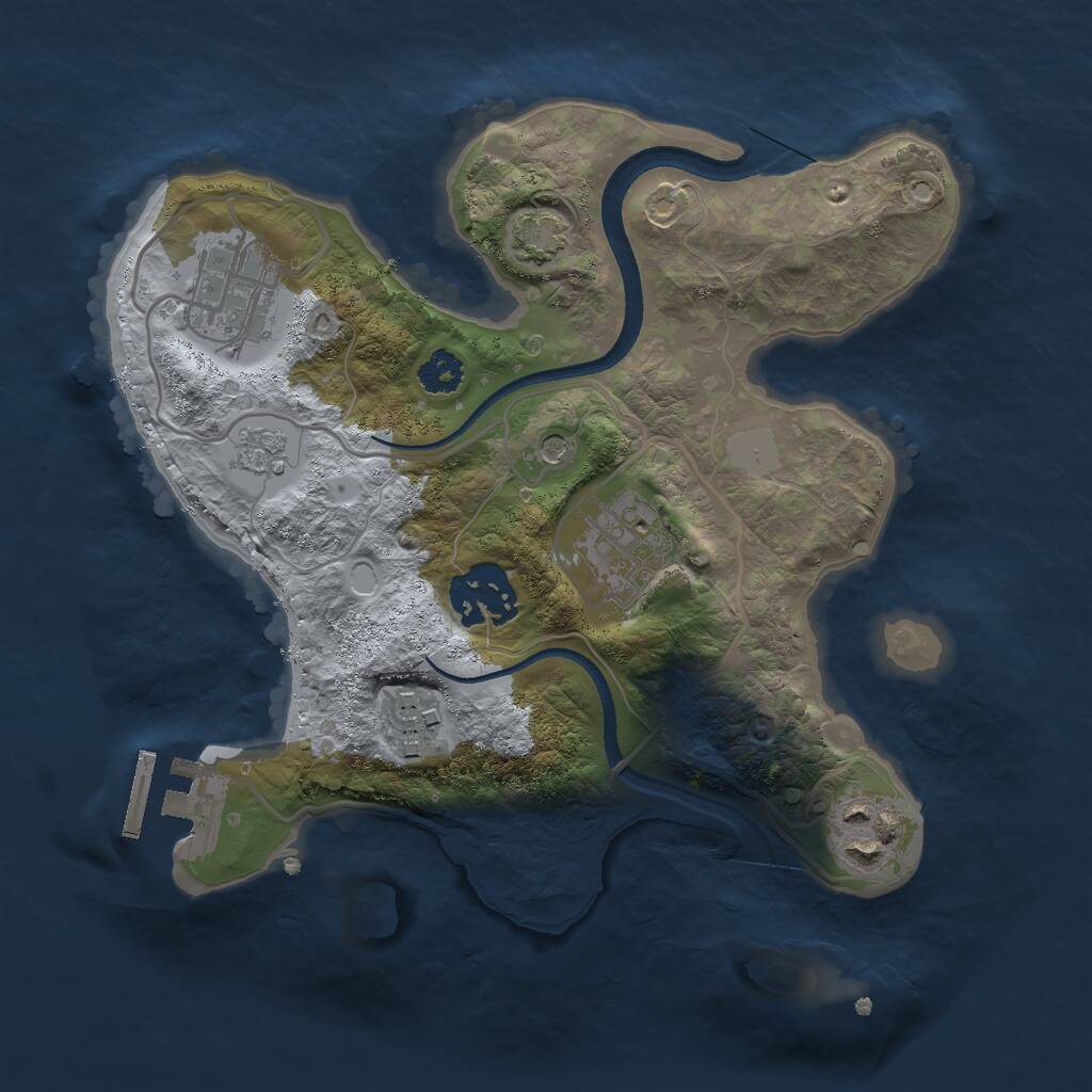 Rust Map: Procedural Map, Size: 2500, Seed: 2135488132, 10 Monuments