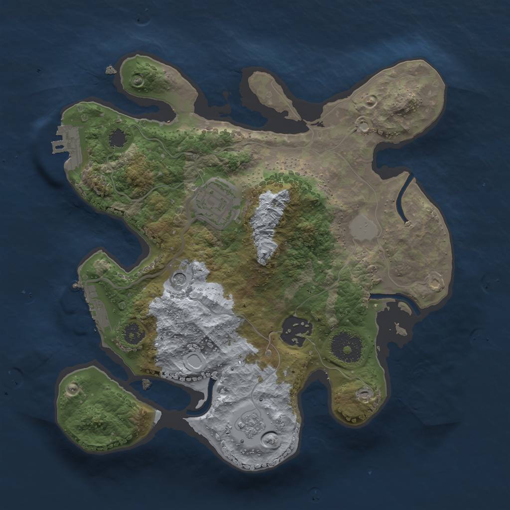 Rust Map: Procedural Map, Size: 2500, Seed: 55444, 11 Monuments