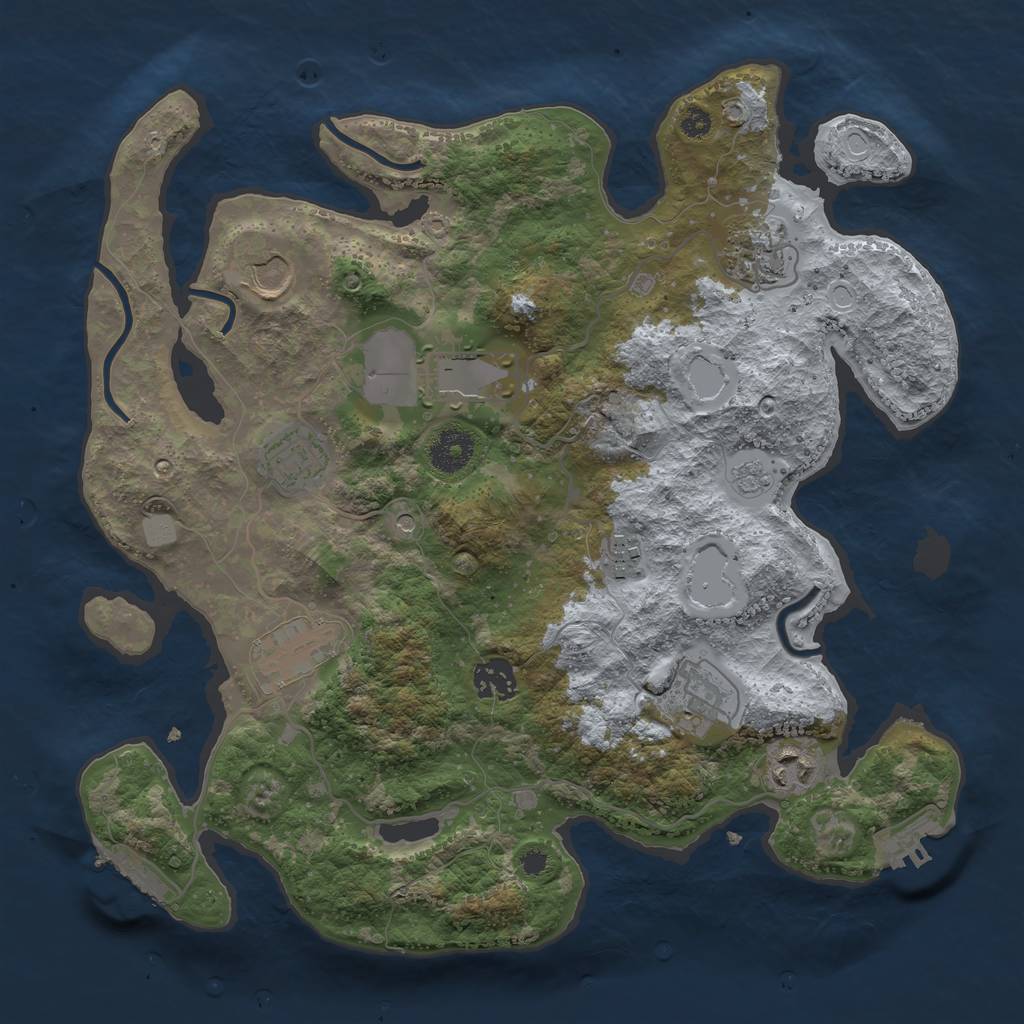 Rust Map: Procedural Map, Size: 3500, Seed: 10318935, 16 Monuments