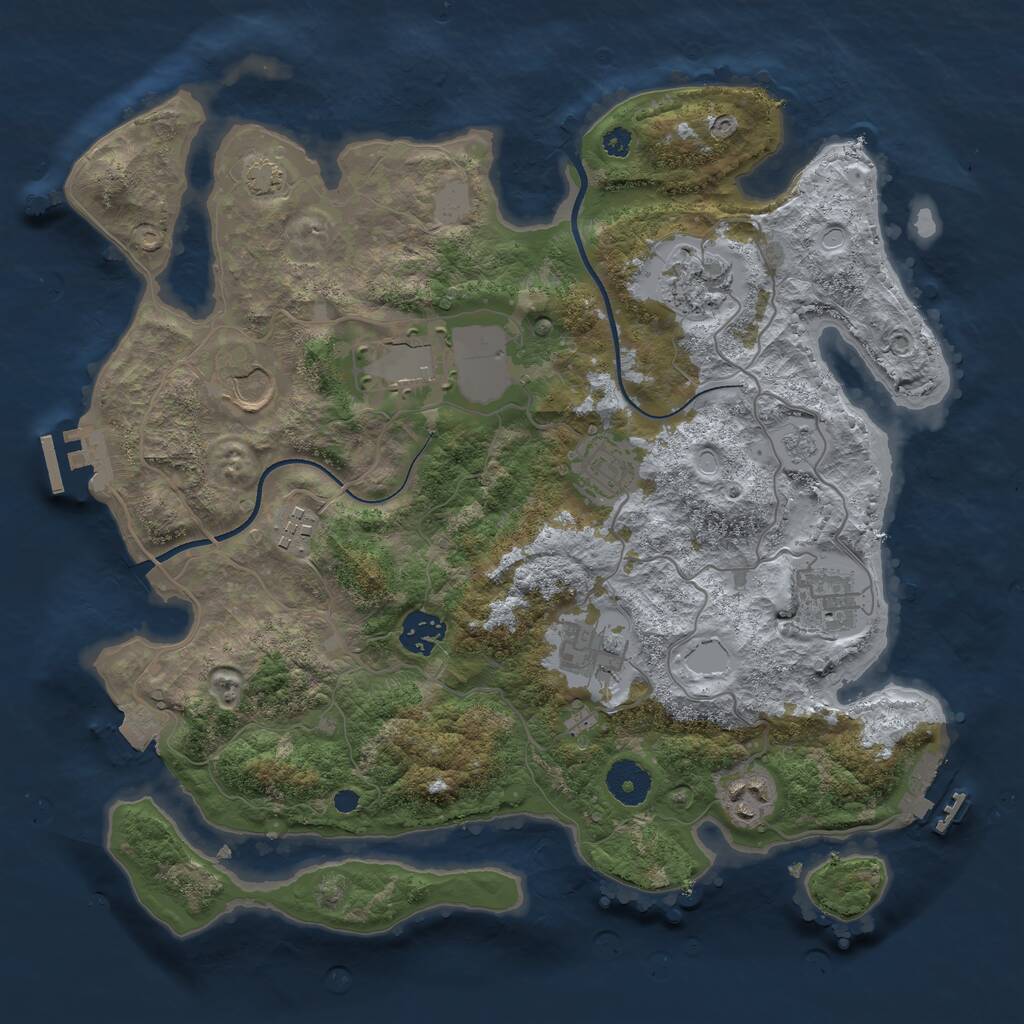 Rust Map: Procedural Map, Size: 3500, Seed: 669671011, 14 Monuments