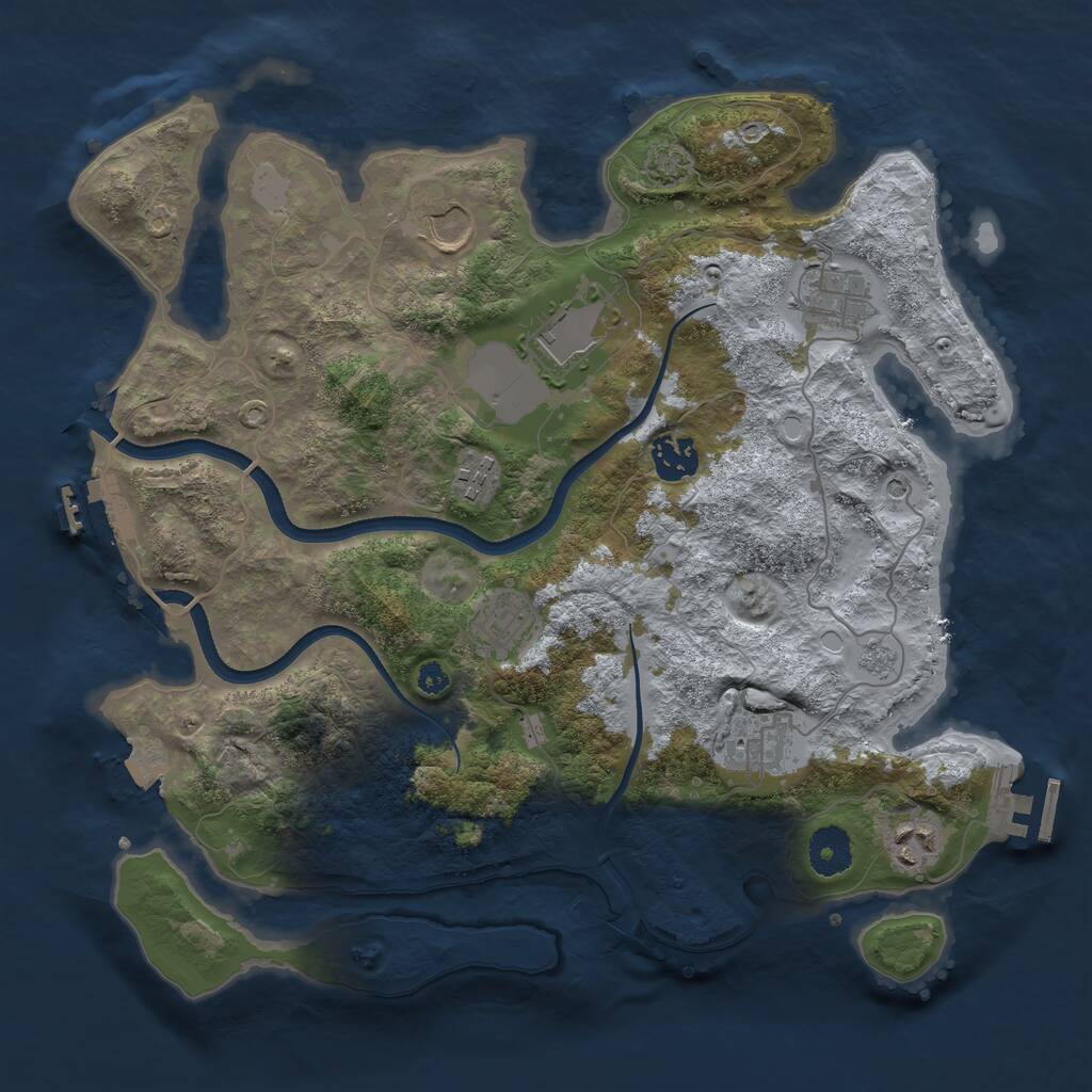 Rust Map: Procedural Map, Size: 3500, Seed: 669671011, 14 Monuments