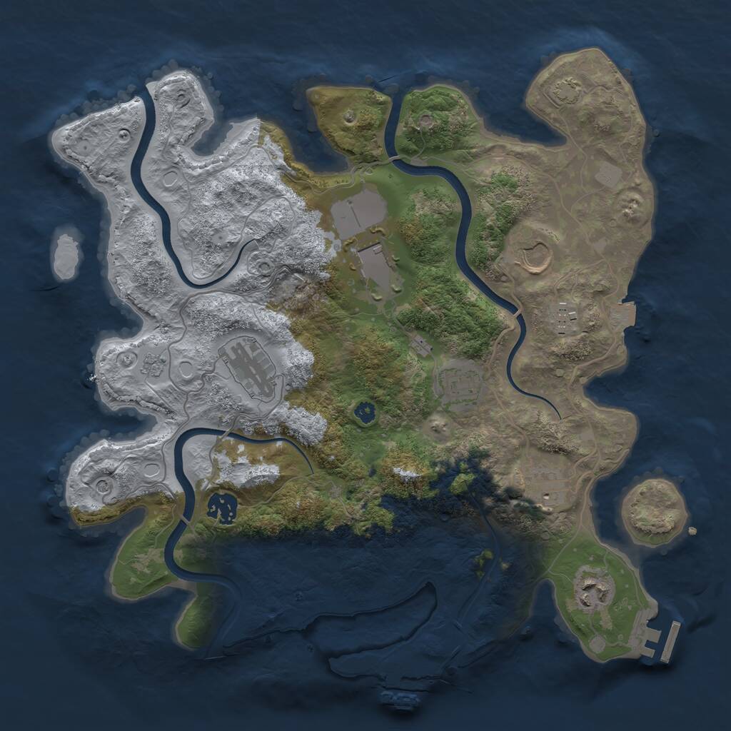 Rust Map: Procedural Map, Size: 3500, Seed: 2087565476, 14 Monuments