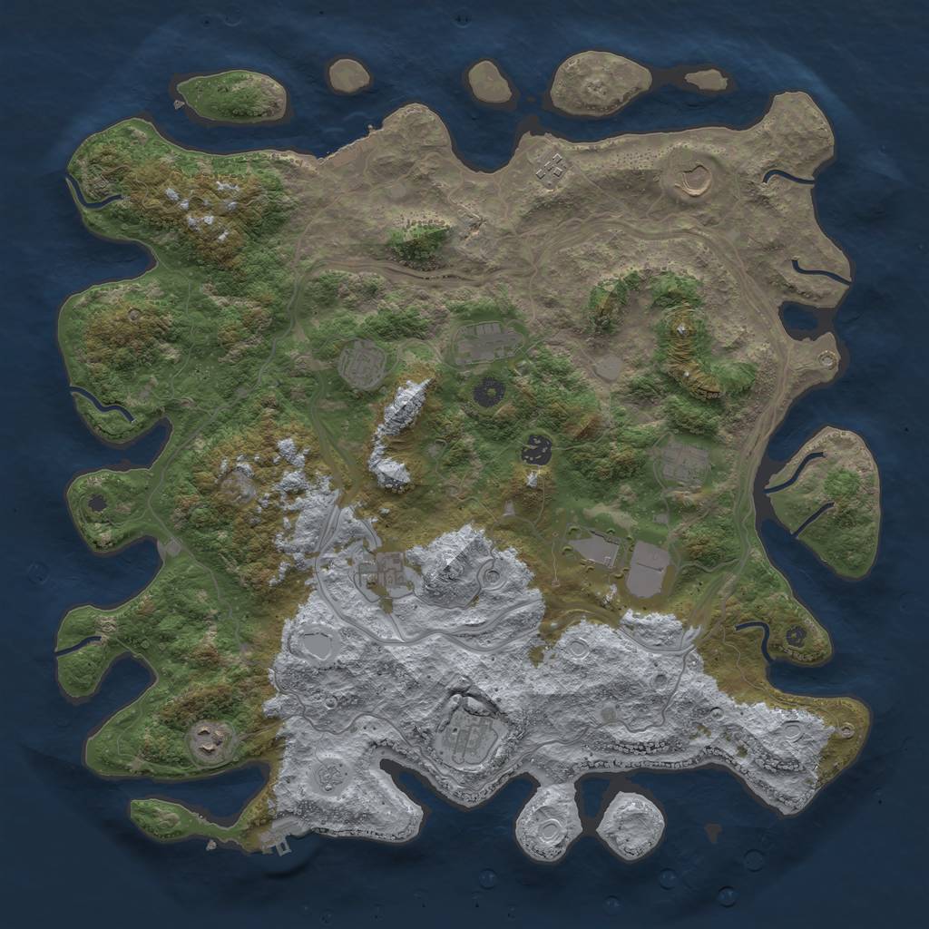 Rust Map: Procedural Map, Size: 4500, Seed: 1952361734, 19 Monuments