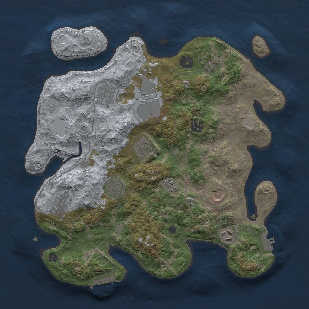 Rust Map: Procedural Map, Size: 3500, Seed: 58203865, 19 Monuments