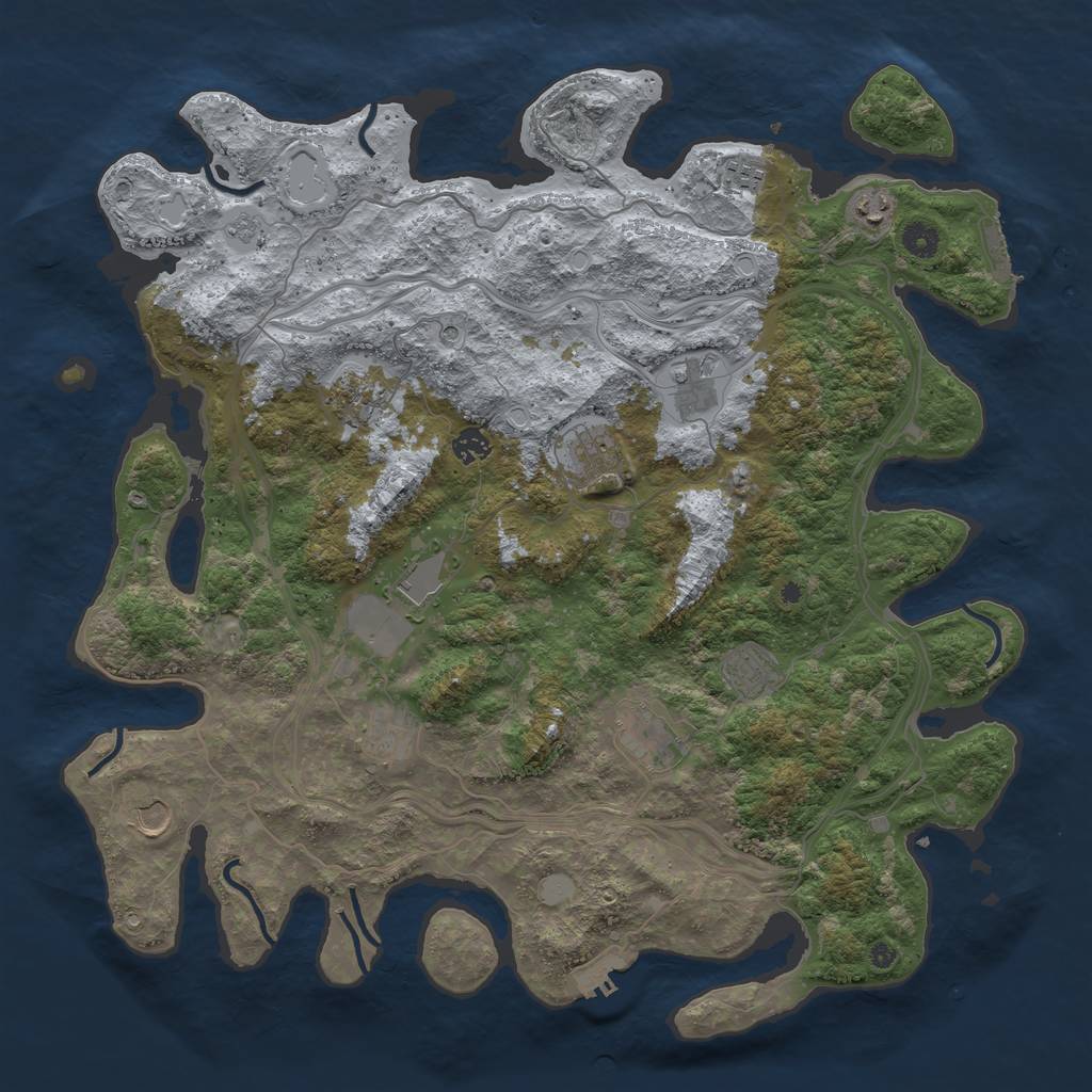 Rust Map: Procedural Map, Size: 4500, Seed: 543008766, 18 Monuments
